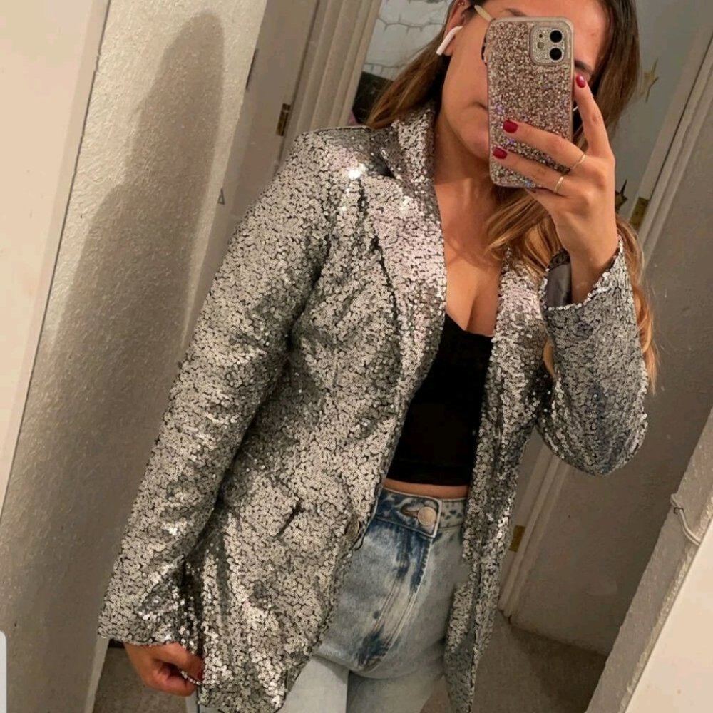 Silver sequin blazer - Picture 4 of 13